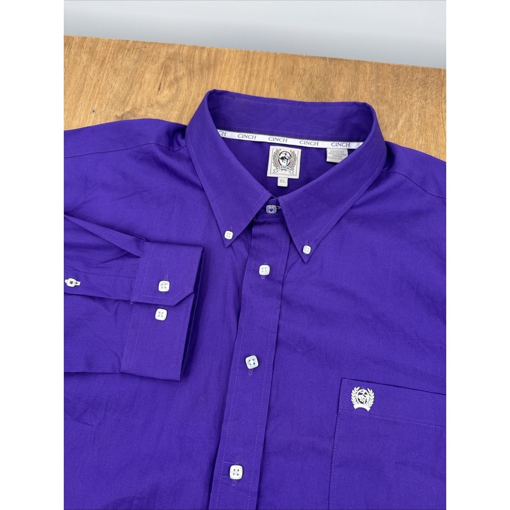 NWT Cinch Long Sleeve Button Down Men's XL Purple Western Cowboy MTW1103802